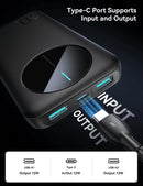 Joyroom 2.4A LED Power Bank with 3 Ports, 22.5W﻿, Output 2USB + Type-C 10000mAh - Black