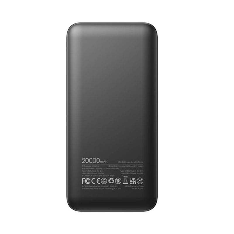Joyroom 2.4A LED Power Bank with 3 Ports, 22.5W﻿, Output 2USB + Type-C 20000mAh - Black