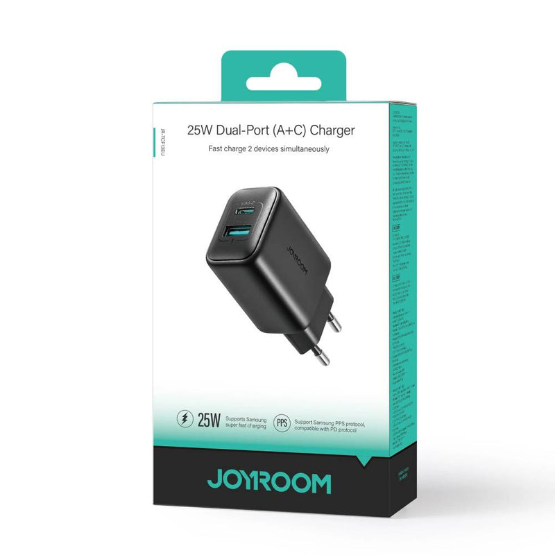 Joyroom 25w Dual-Port A+C Charger Fast Charge 2 Devices Simultaneously - Black