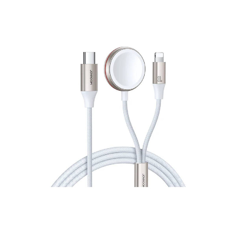 Joyroom 2 in 1 Lightning cable and inductive charger for Apple Watch 1.5m - white