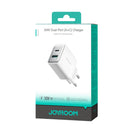 Joyroom 30W Dual-Port - A+C Charger Supports PD - QC3.0 Protocols - White