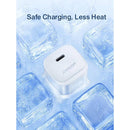 جويروم بي دي ميني شاحن سريع - أصغر بنسبة 35% من الشاحن الأصلي بقوة 20 وات - طقم مع كابل لايتنج بطول 1 متر - أبيض