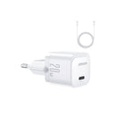 جويروم بي دي ميني شاحن سريع - أصغر بنسبة 35% من الشاحن الأصلي بقوة 20 وات - طقم مع كابل لايتنج بطول 1 متر - أبيض