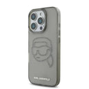 Karl Lagerfeld IML Hard Case with Rhinestones Karl Head Logo for iPhone 16 Pro Max, Easy Snap-On - Black