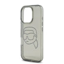 Karl Lagerfeld IML Hard Case with Rhinestones Karl Head Logo for iPhone 16 Pro Max, Easy Snap-On - Black