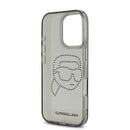 Karl Lagerfeld IML Hard Case with Rhinestones Karl Head Logo for iPhone 16 Pro Max, Easy Snap-On - Black