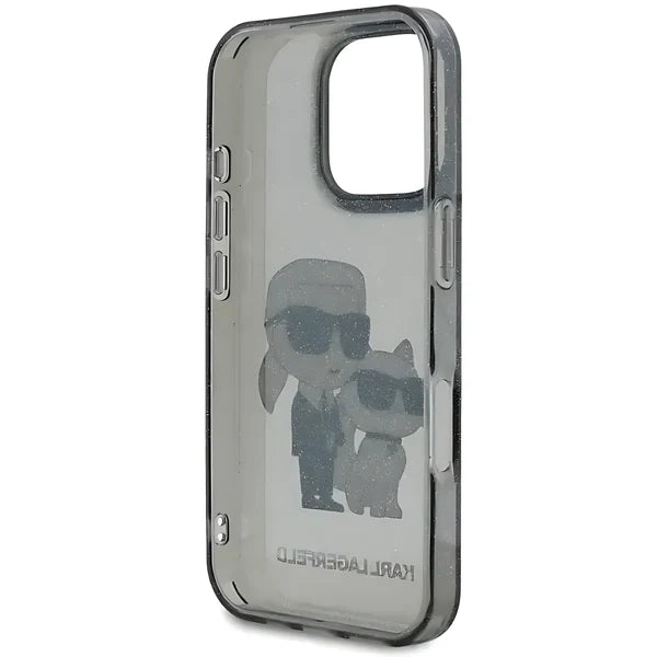 Karl Lagerfeld IML Glossy Hard Case with iPhone 16 Pro Max Karl & Chouette NFT Logo Drop Protection, Easy Snap-On - Black