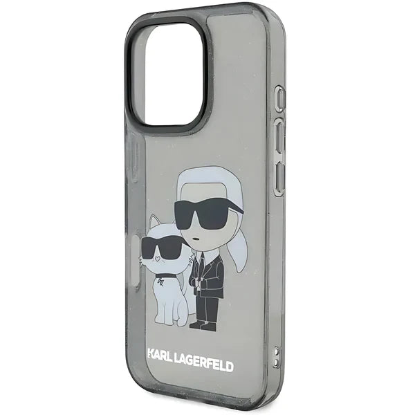 Karl Lagerfeld IML Glossy Hard Case with iPhone 16 Pro Max Karl & Chouette NFT Logo Drop Protection, Easy Snap-On - Black