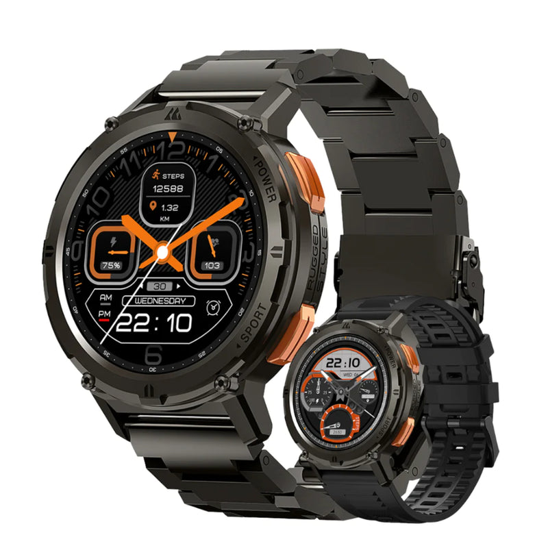 KOSPET TANK T2 Smartwatch Double Steps (Stainless steel & Silicon) - Black Special Edition