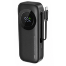 Lanex N12 10000mAh Stretchable Cable 22.5W Fast Charging Power Bank - Black