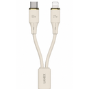 Lanex LS46T 65W USB-C To Type-C+Lightning Silicon Cable Charging and Transmission - Beige