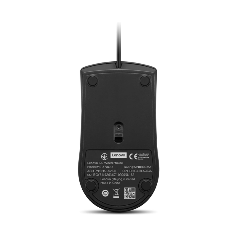 Lenovo 120 MS-370OU Wired Mouse, USB-A - Black