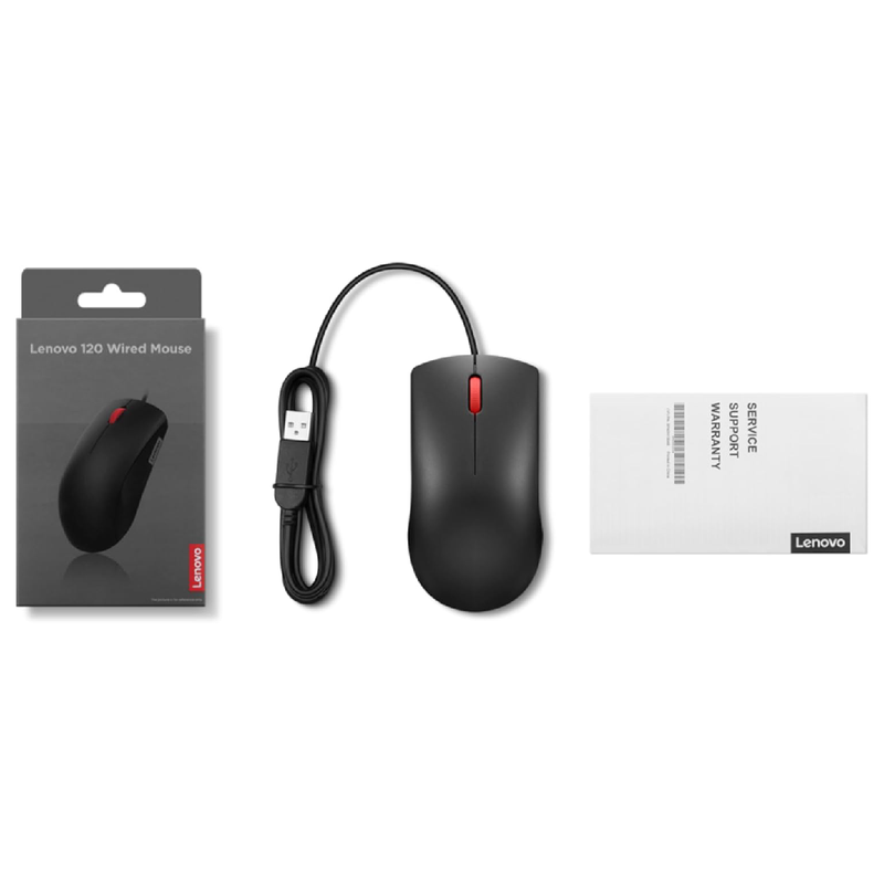 Lenovo 120 MS-370OU Wired Mouse, USB-A - Black