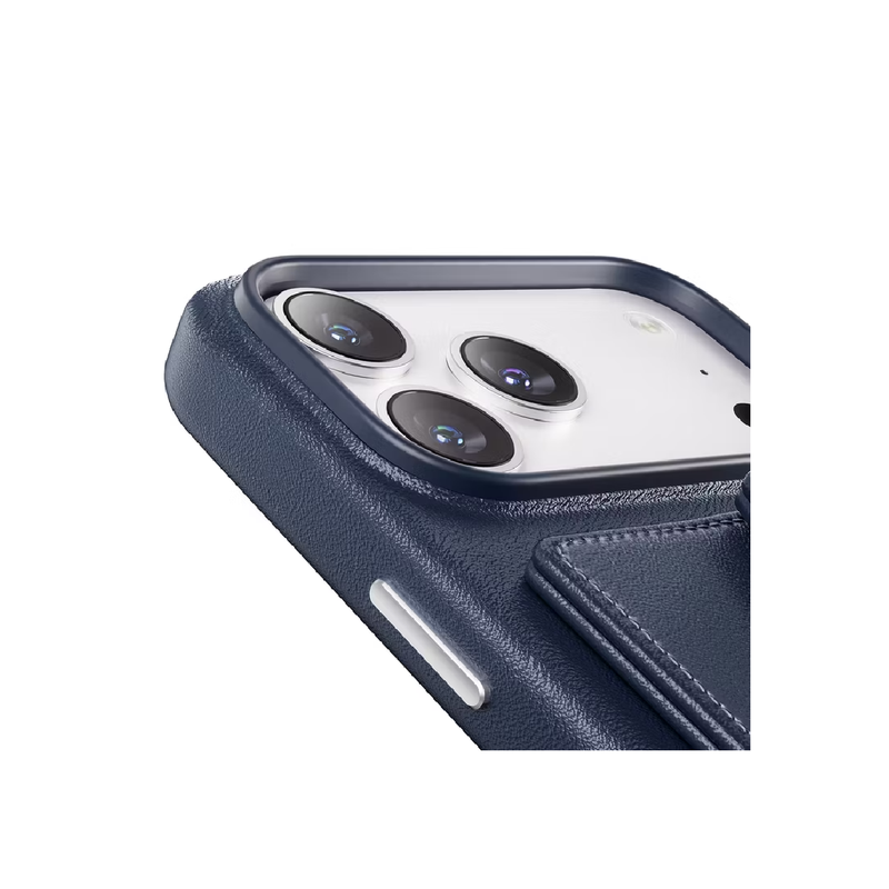 Levelo Case For iPhone 17 Pro Full-Wrap Leather, Detachable Wallet - Blue