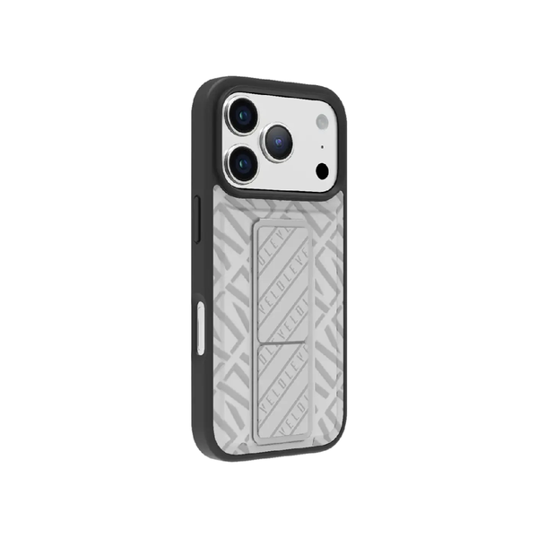 Levelo Case For iPhone 17 Pro, Magnetic Strap Stand - Black/Silver