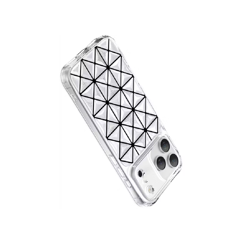 Levelo For iPhone 17 Pro Max Hexa 3D Geometric Case - Silver