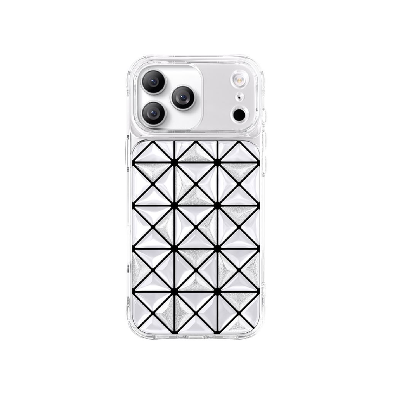 Levelo For iPhone 17 Pro Max Hexa 3D Geometric Case - Silver