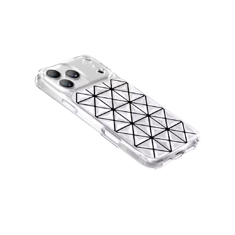 Levelo For iPhone 17 Pro Max Hexa 3D Geometric Case - Silver