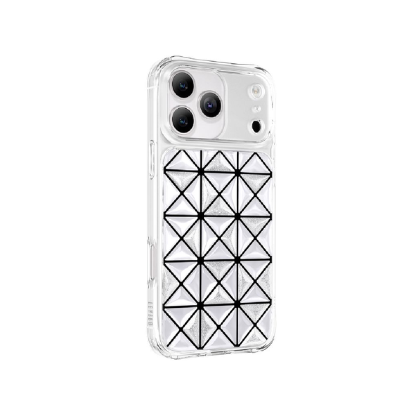Levelo For iPhone 17 Pro Max Hexa 3D Geometric Case - Silver