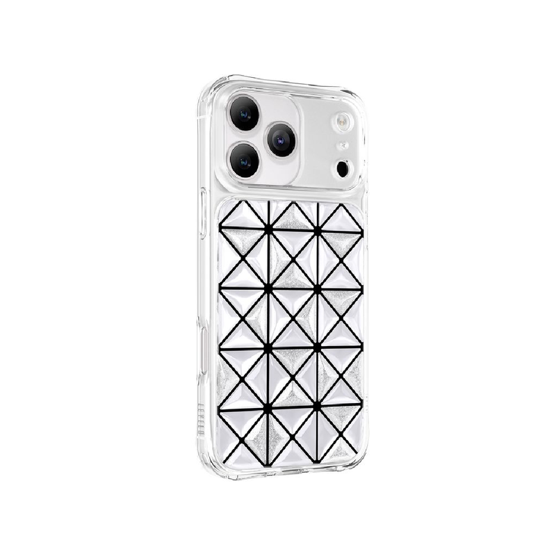 Levelo For iPhone 17 Pro Max Hexa 3D Geometric Case - Silver
