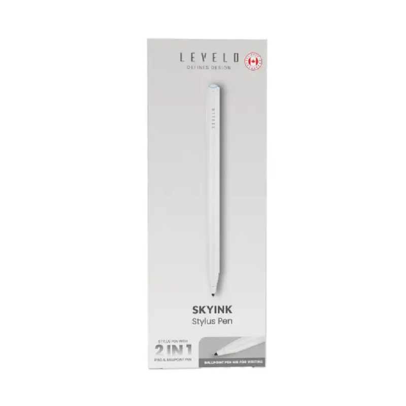 Levelo SkyInk Stylus Pen With 2 in 1 iPad & Ballpoint - White