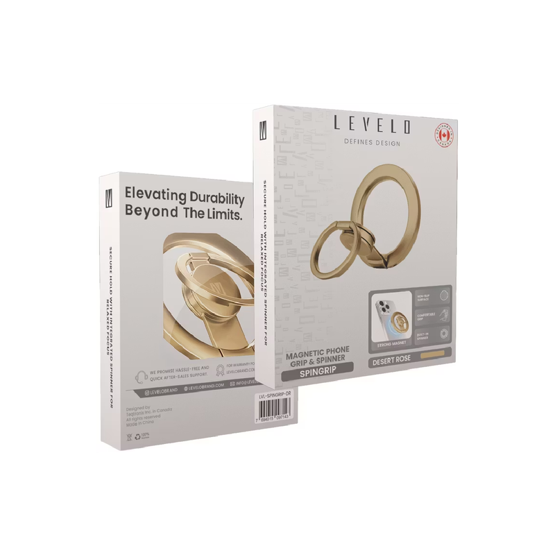 ليڤيللو سبين جريب حامل الهاتف المغناطيسي مع دوار - ذهبي