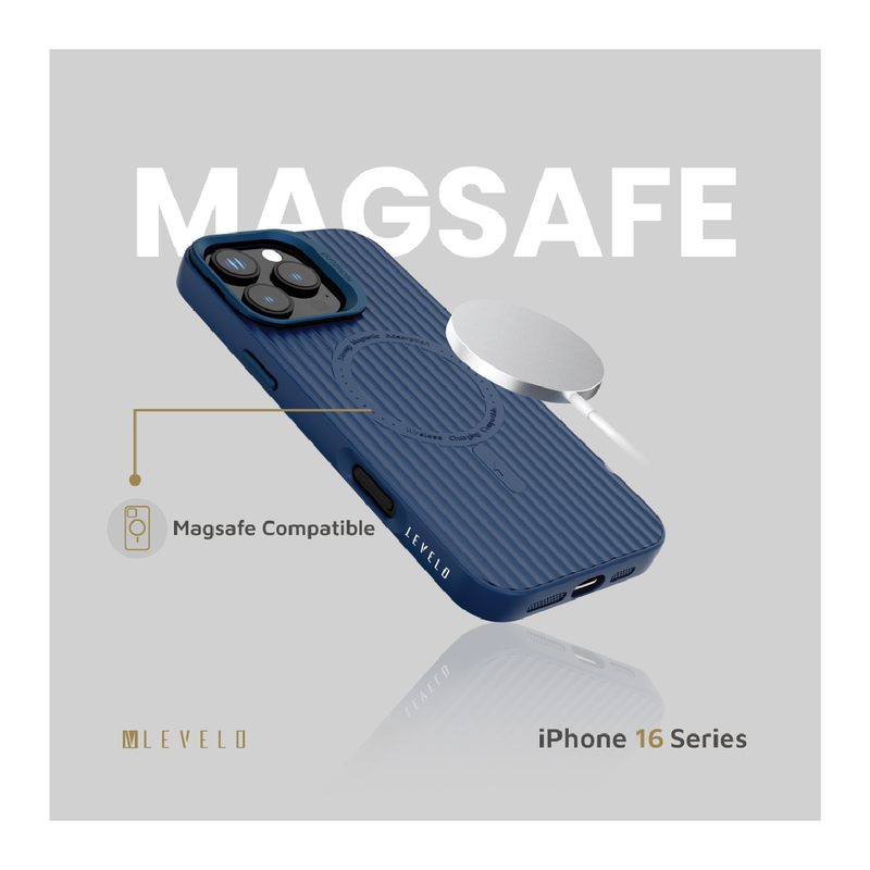 Levelo Livia TPU Silicone Case For iPhone 16 Pro Max - Blue