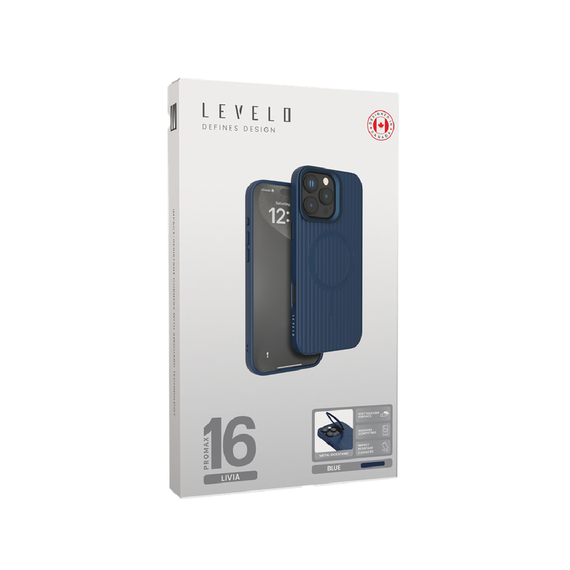 Levelo Livia TPU Silicone Case For iPhone 16 Pro Max - Blue