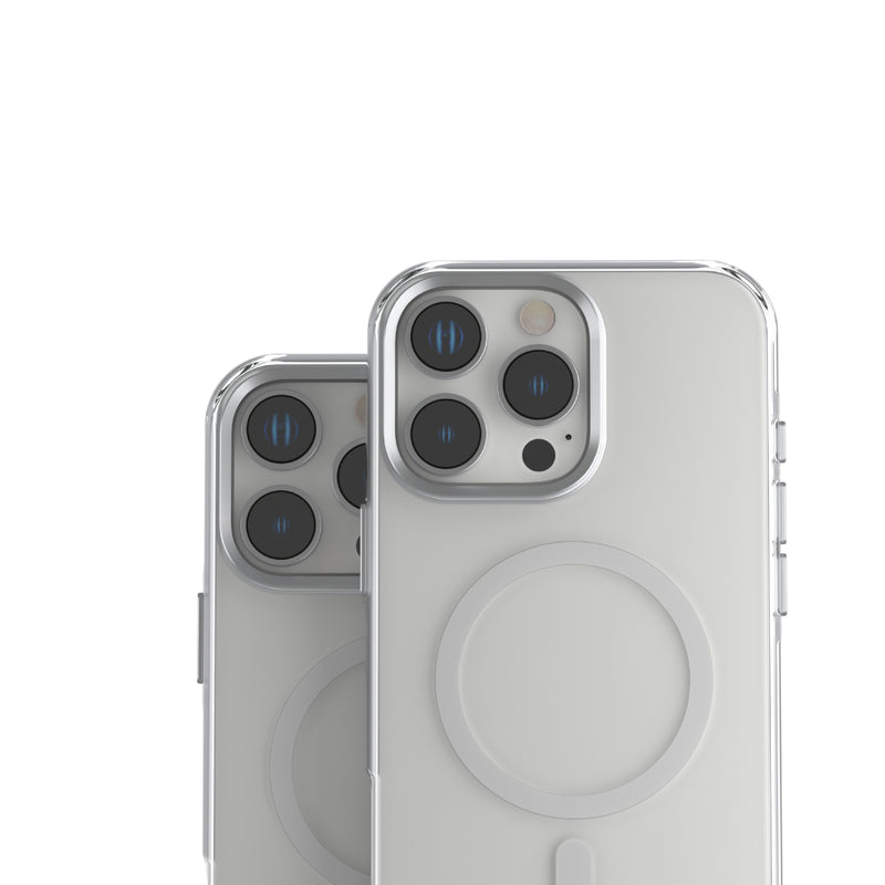 جراب صلب من Levelo MagSafe متوافق مع جهاز iPhone 16 Pro، تصميم رفيع للغاية، حلقة معدنية للكاميرا - شفاف