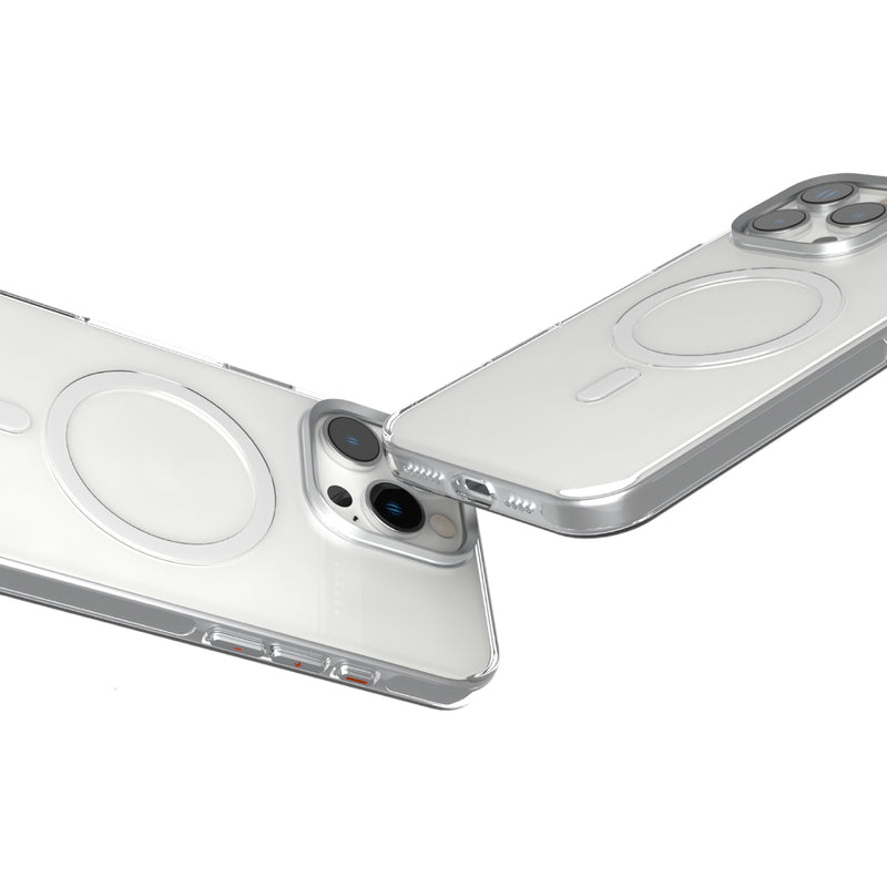 جراب صلب من Levelo MagSafe متوافق مع جهاز iPhone 16 Pro، تصميم رفيع للغاية، حلقة معدنية للكاميرا - شفاف
