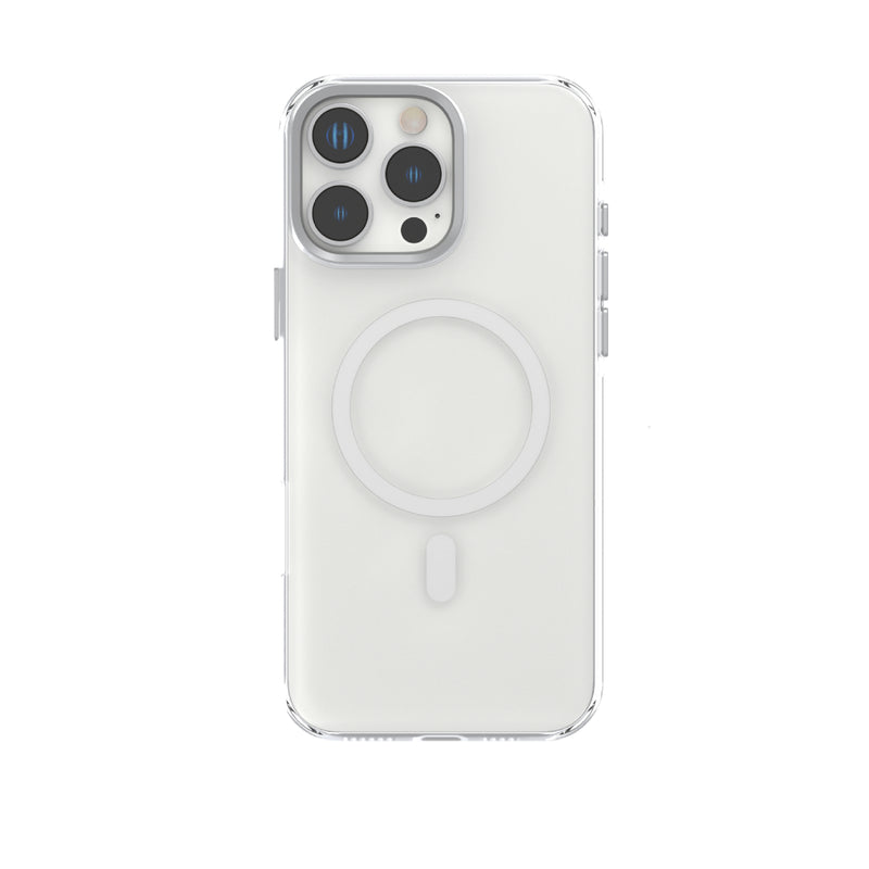 جراب صلب من Levelo MagSafe متوافق مع جهاز iPhone 16 Pro، تصميم رفيع للغاية، حلقة معدنية للكاميرا - شفاف