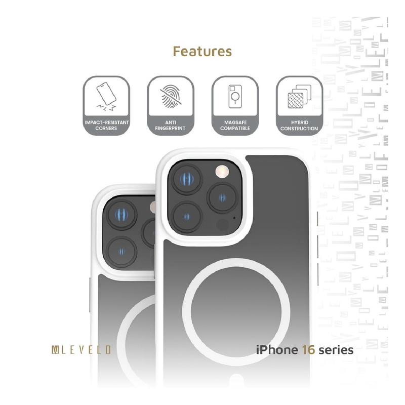 غطاء Levelo MagSafe Matte Solo لهاتف iPhone 16 Pro Max - أبيض