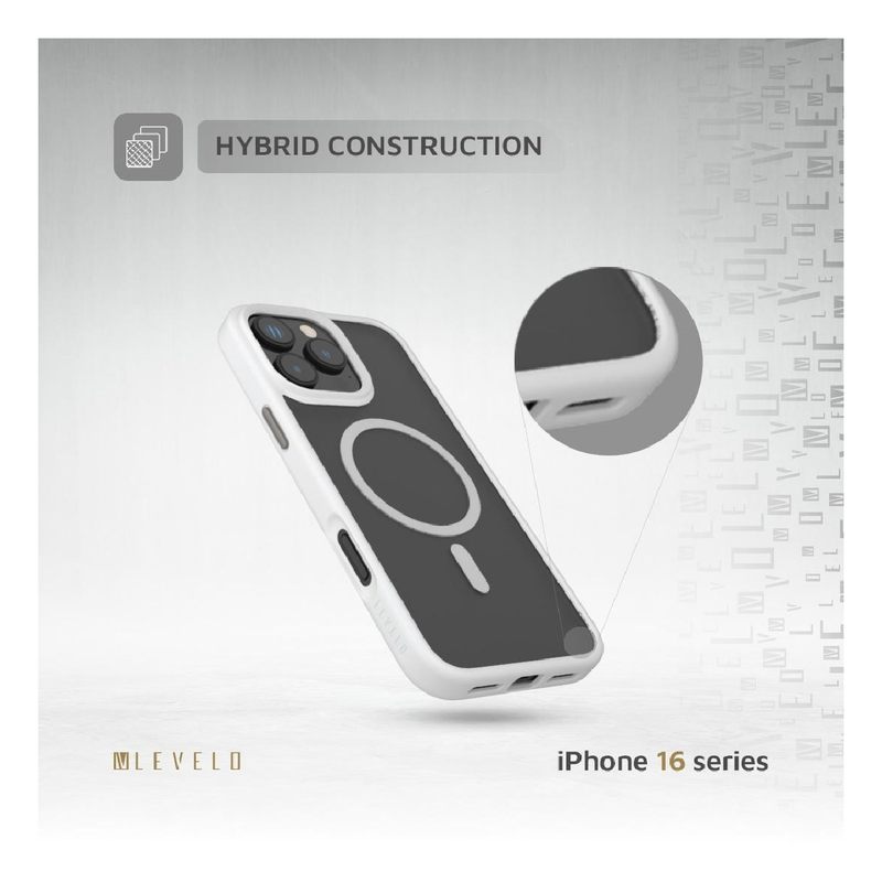 غطاء Levelo MagSafe Matte Solo لهاتف iPhone 16 Pro Max - أبيض