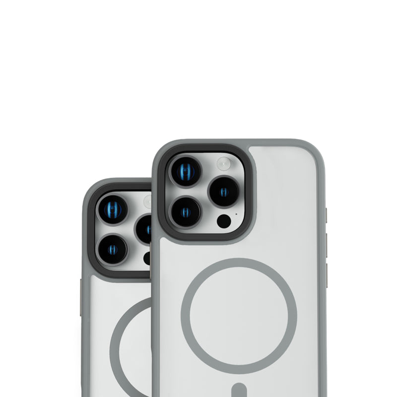 جراب Levelo MagSafe Solo لهاتف Iphone 16 Pro، تقنية الرؤية الواضحة، مقاومة للخدش 3H - رمادي/شفاف