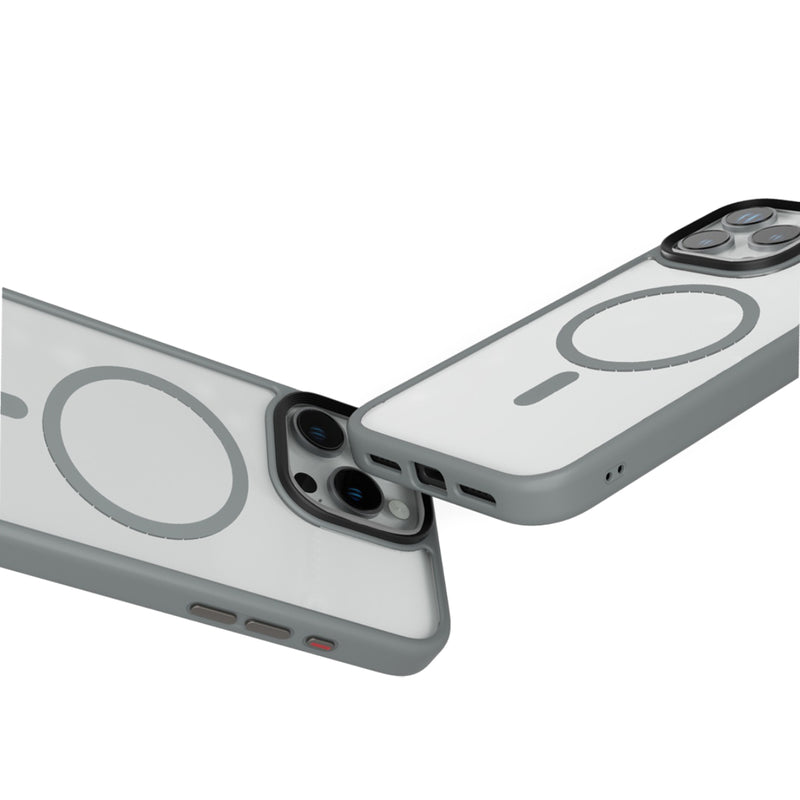 جراب Levelo MagSafe Solo لهاتف Iphone 16 Pro، تقنية الرؤية الواضحة، مقاومة للخدش 3H - رمادي/شفاف