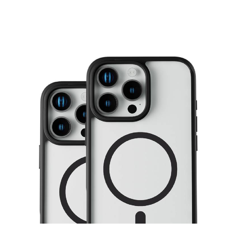 Levelo Magnet Solo Case For iPhone 16 Pro Max, Clearview Technology, 3H Scratch Resistance, Hybrid Construction - Black/Clear
