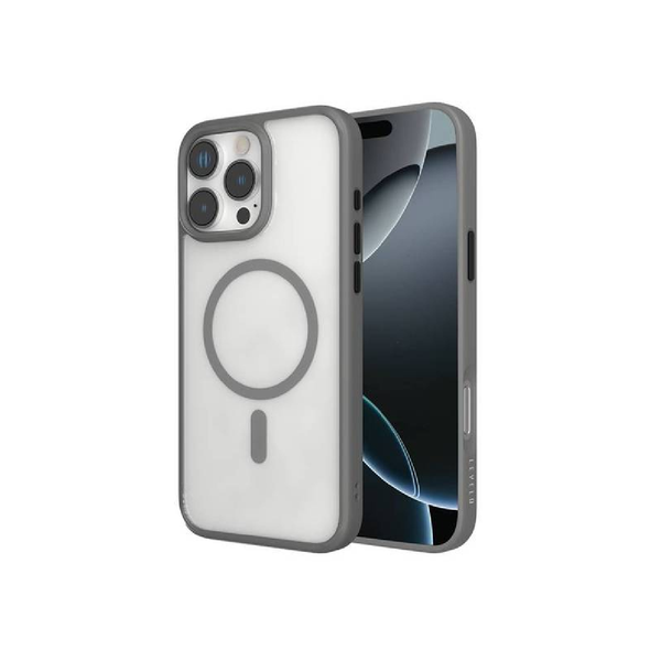 Levelo Magnet Solo Case For iPhone 16 Pro Max, Clearview Technology, Hybrid Construction - Gray/Clear