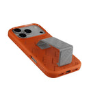 Levelo Morphix Vallo For iPhone 17 Pro Faux Leather Gripstand Case -Orange1