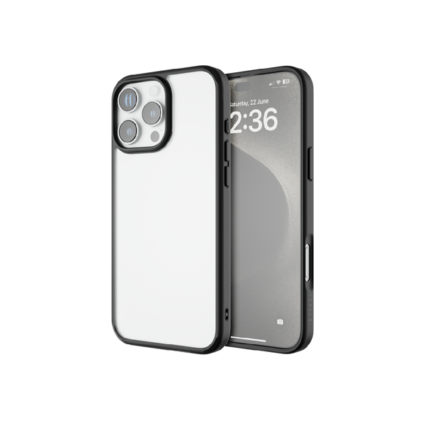Levelo Solo Case For iPhone 16 Pro, Impact Resistant Corners, Clearview Technology - Black /Clear