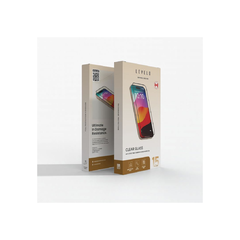 Levelo Screen Protector For iPhone 15 Plus Twice-Tempered Anti-Fingerprint - Clear