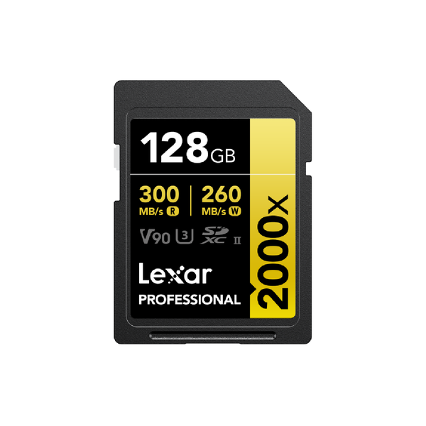 Lexar 128GB Professional 2000x SDXC UHS-II Card GOLD Series - Black