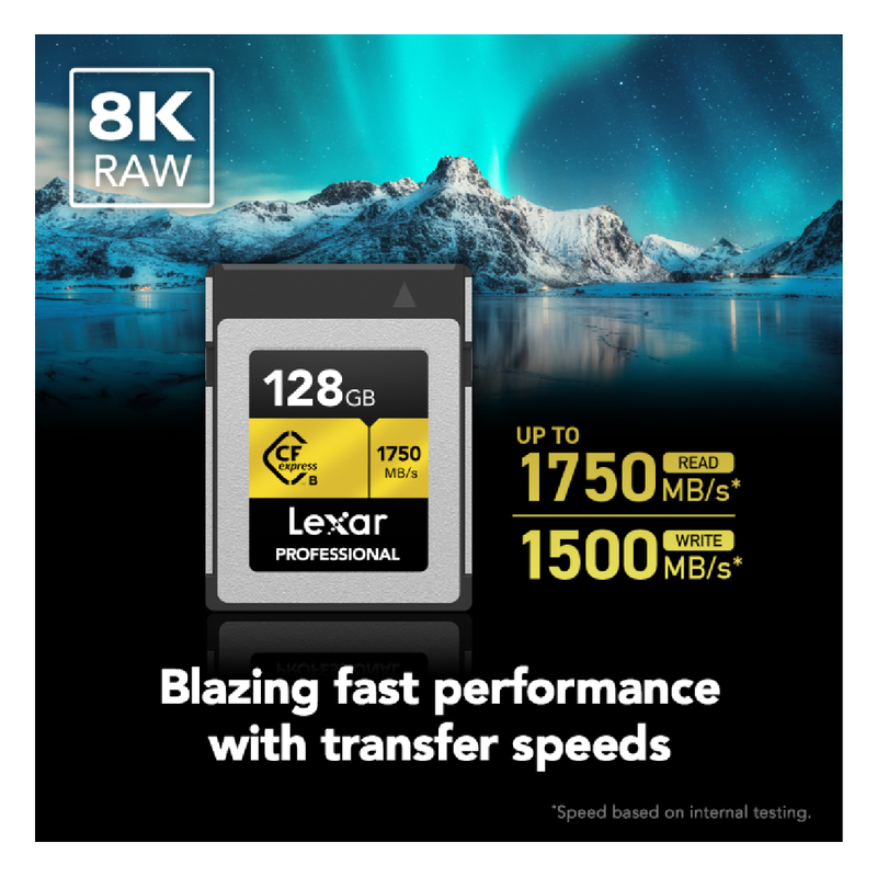 ليكسار بطاقة ذاكرة بسعة 128 جيجابايت الاحترافية CFexpress 2.0 من النوع B - ذهبي