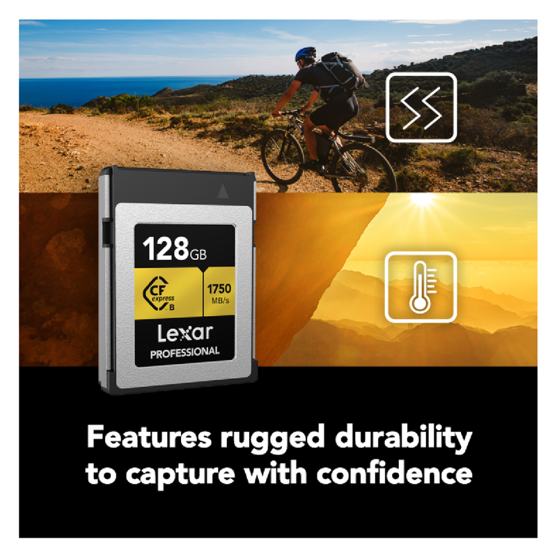 ليكسار بطاقة ذاكرة بسعة 128 جيجابايت الاحترافية CFexpress 2.0 من النوع B - ذهبي