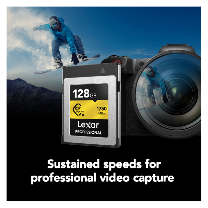 ليكسار بطاقة ذاكرة بسعة 128 جيجابايت الاحترافية CFexpress 2.0 من النوع B - ذهبي
