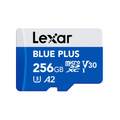 Lexar 256GB Plus microSDHC UHS-I with SD Adapter, Up to 170MB/s read C10/A2/U3 (V30) - Blue