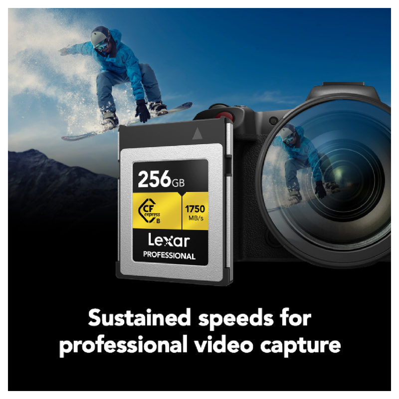 ليكسار بطاقة ذاكرة بسعة 256 جيجابايت الاحترافية CFexpress 2.0 من النوع B - ذهبي