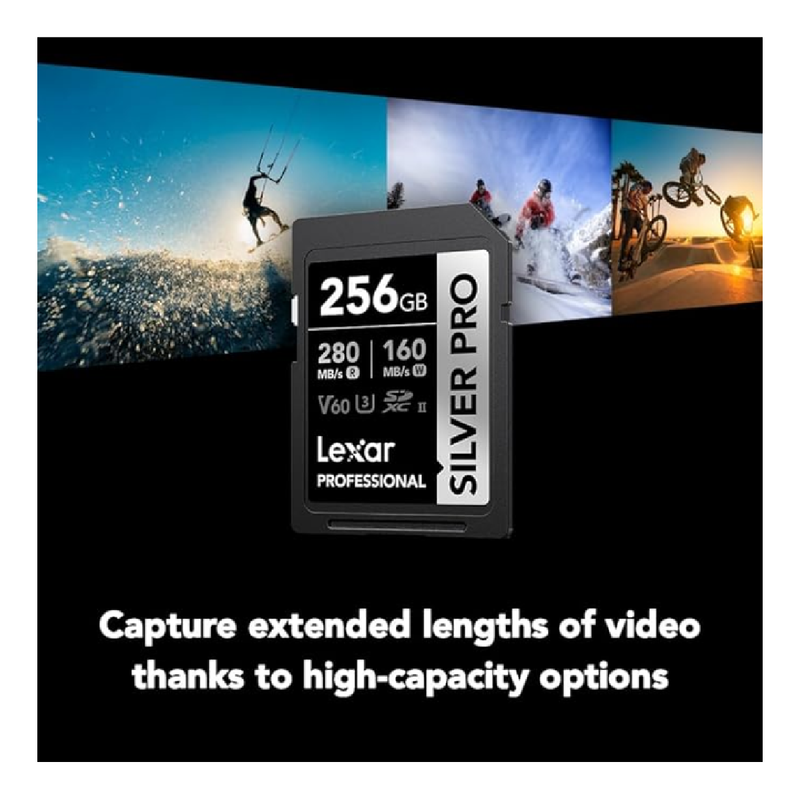 Lexar 256GB Professional SILVER PRO SDXC UHS-II Card - Black