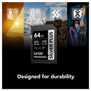 ليكسار بروفيشنال 64 جيجابايت سيلفر بلس، سرعات قراءة تصل إلى 205 ميجابايت/ثانية، وسرعات كتابة تصل إلى 100 ميجابايت/ثانية