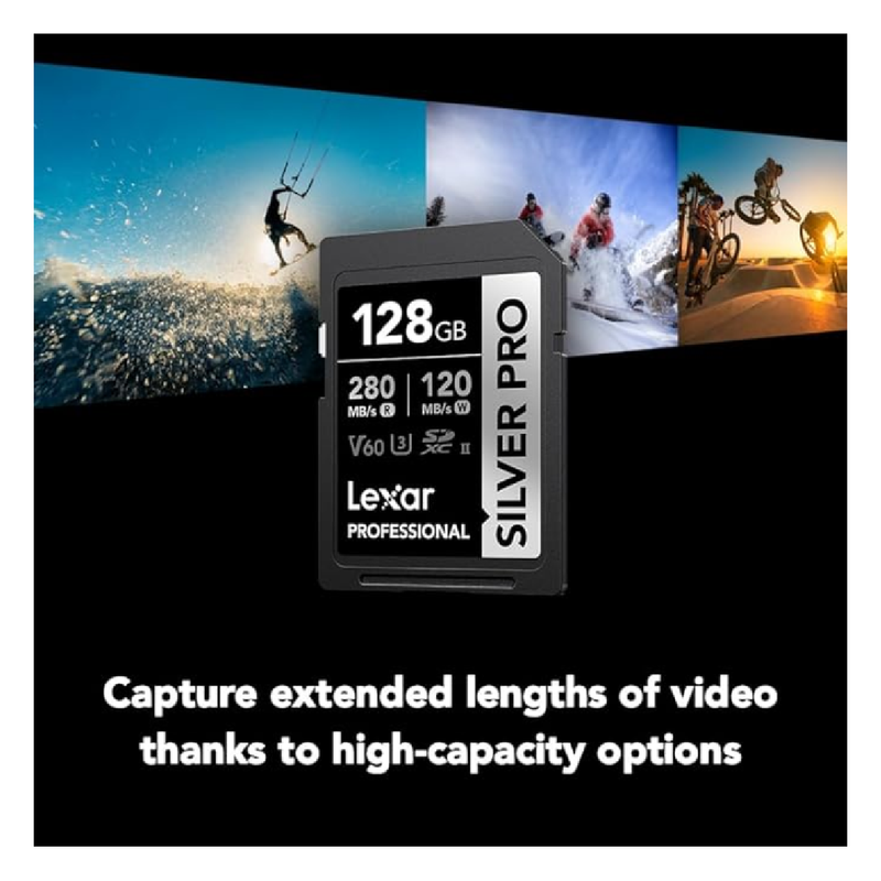 Lexar 128GB Professional SILVER PRO SDXC UHS-II Card - Black