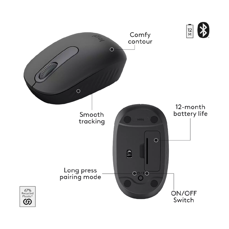 Logitech MK250 Bluetooth Wireless Mouse and Keyboard Combo - Black